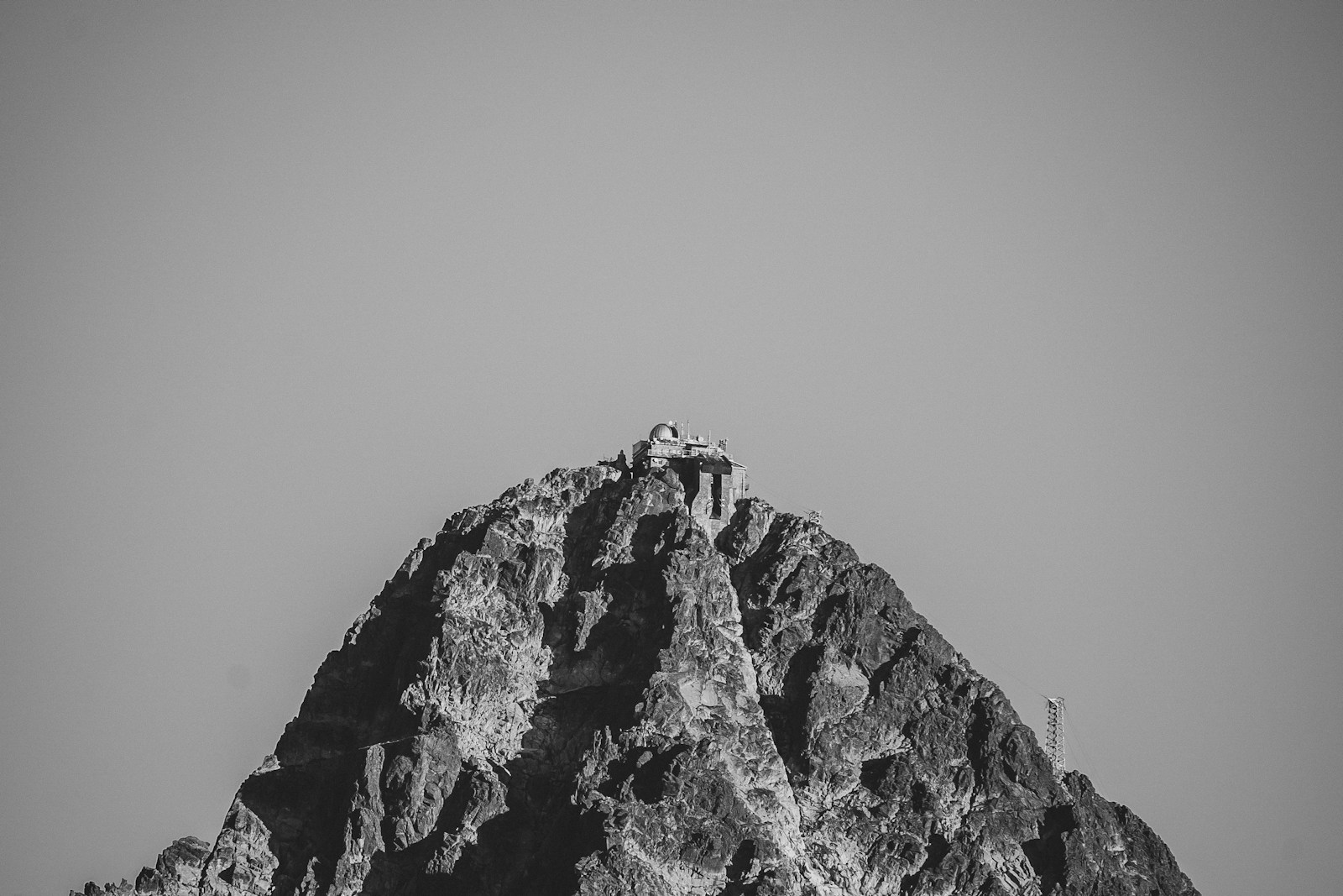 grayscale photography of mountain